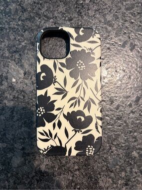 Black & White Floral Protective Phone Case - Compatible Cell Phone Accessory